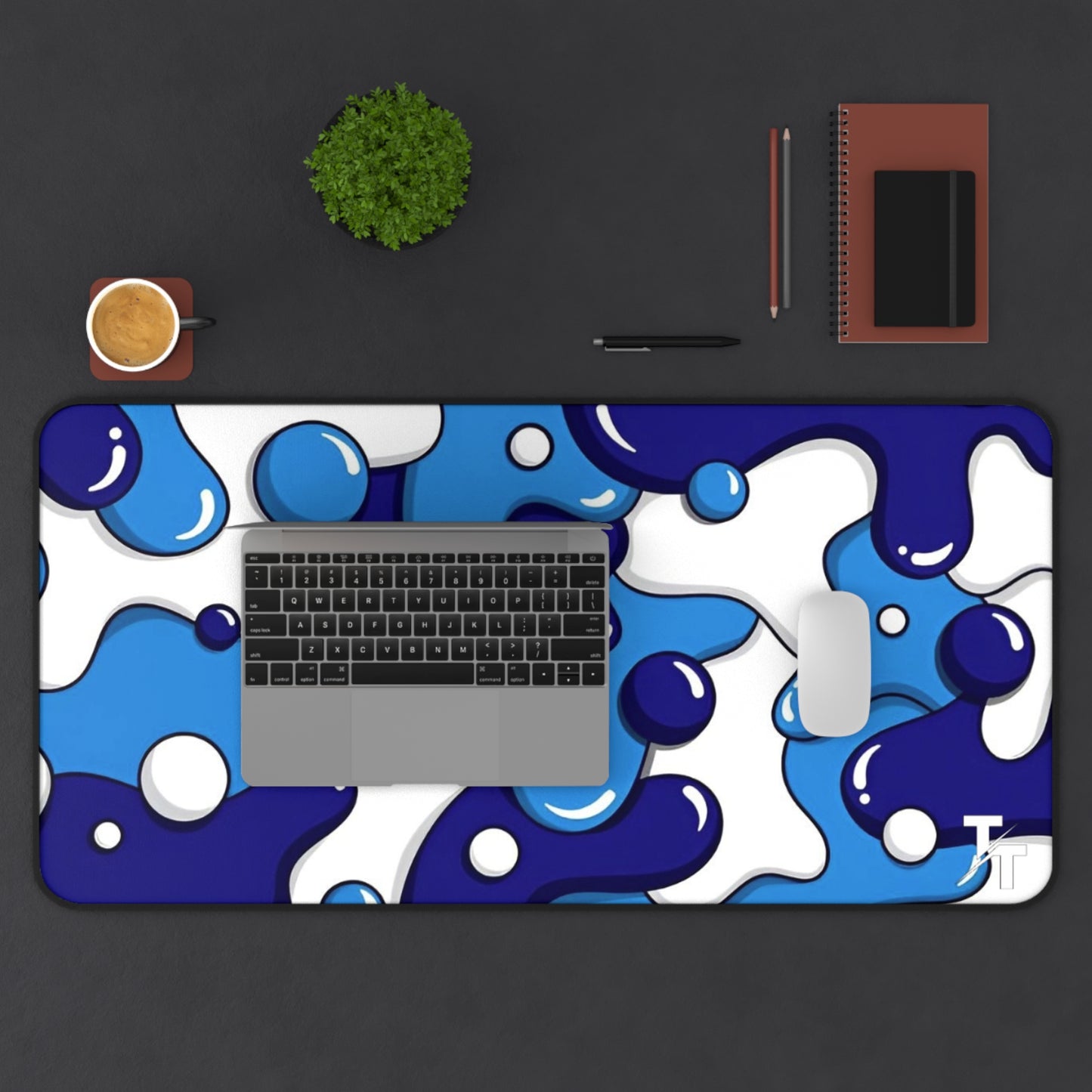 Tech Treads Milky Blue and White Mouse Pad