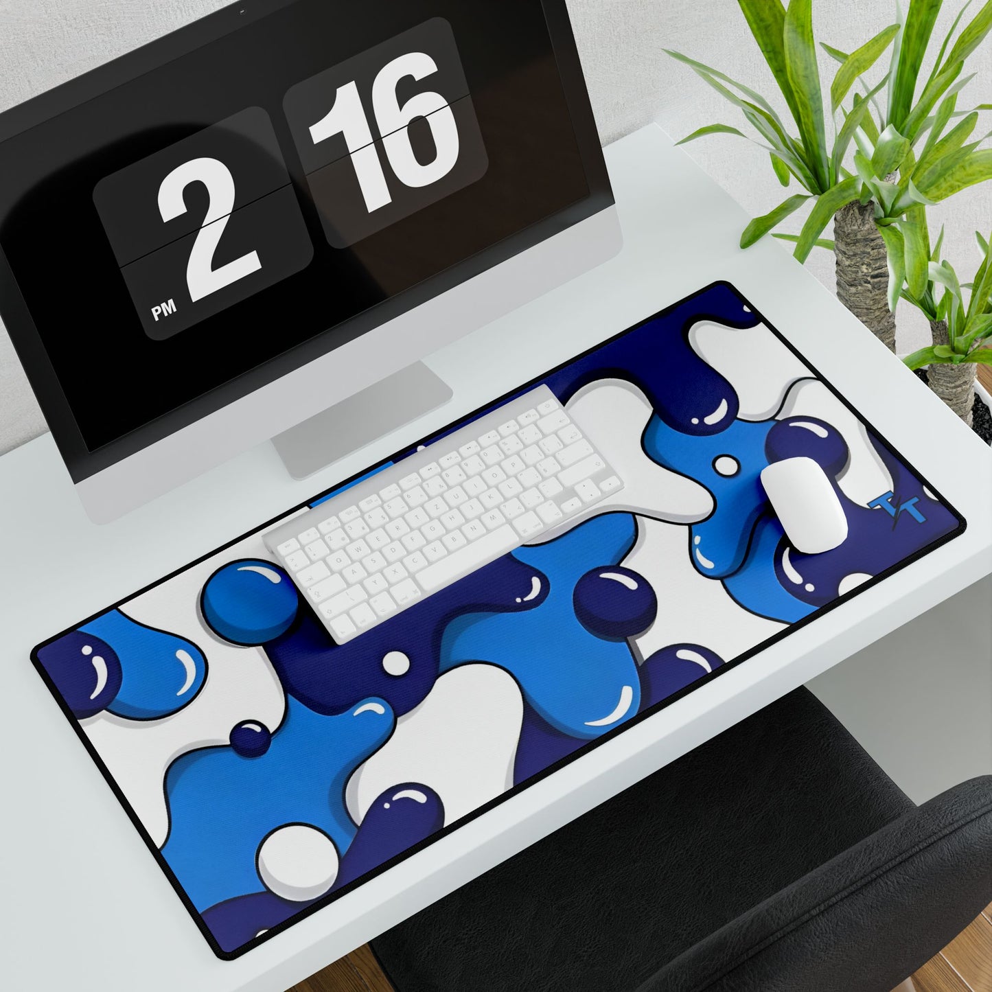 Tech Treads Milky Blue and White Mouse Pad