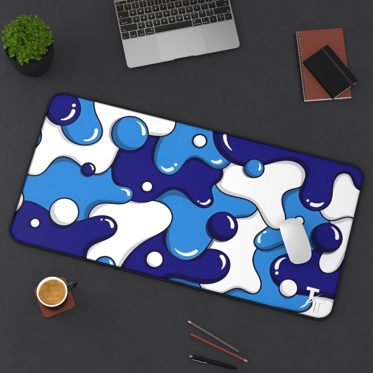 Tech Treads Milky Blue and White Mouse Pad