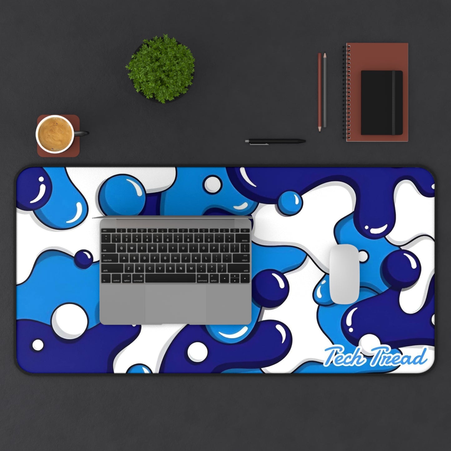 Tech Treads Milky Blue and White Mouse Pad