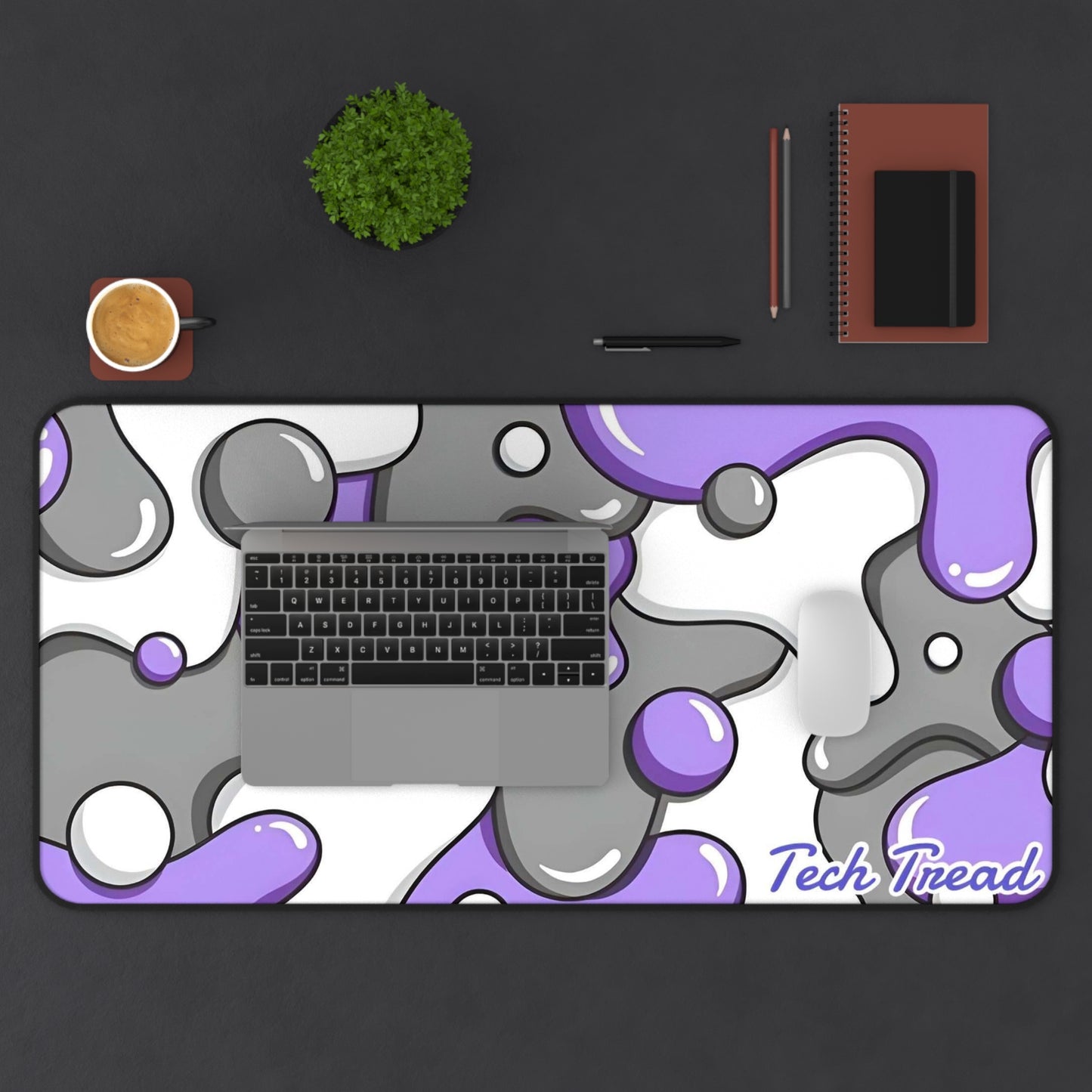 Tech Treads Milky Purple, Grey and White Mouse Pad