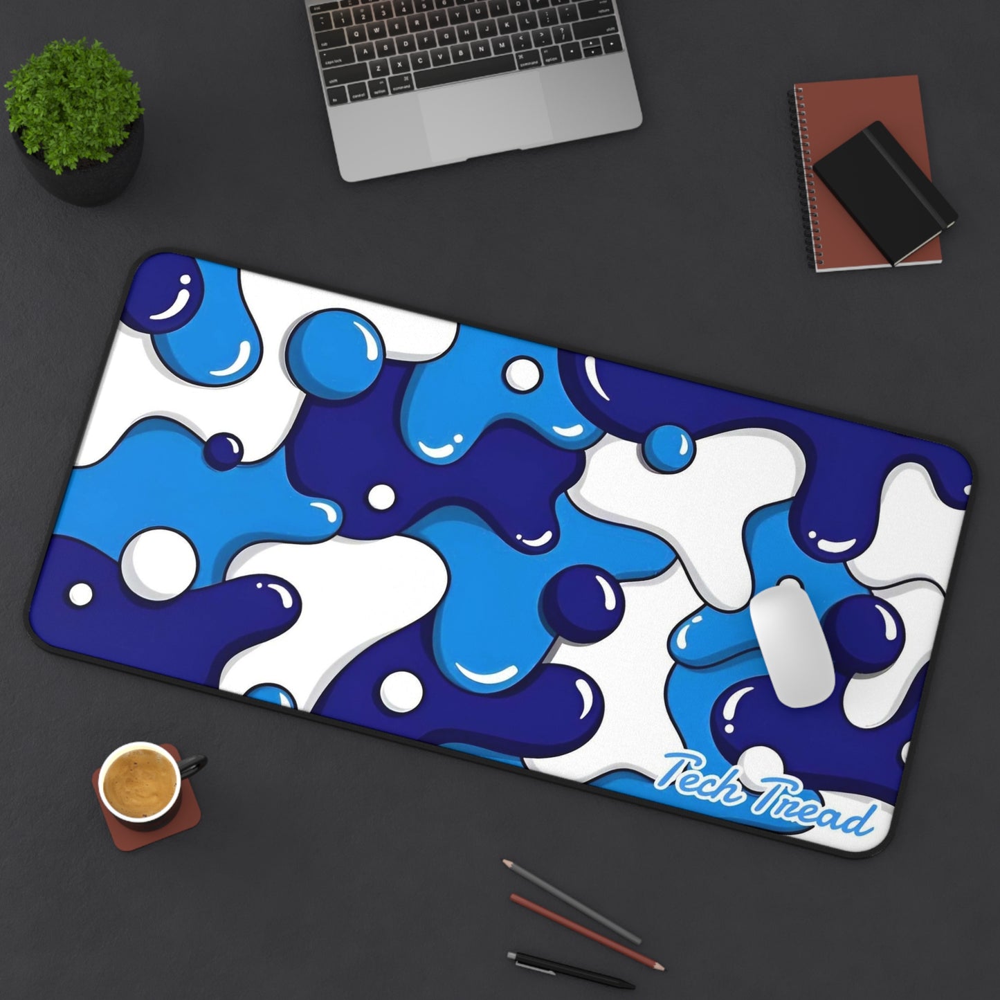 Tech Treads Milky Blue and White Mouse Pad